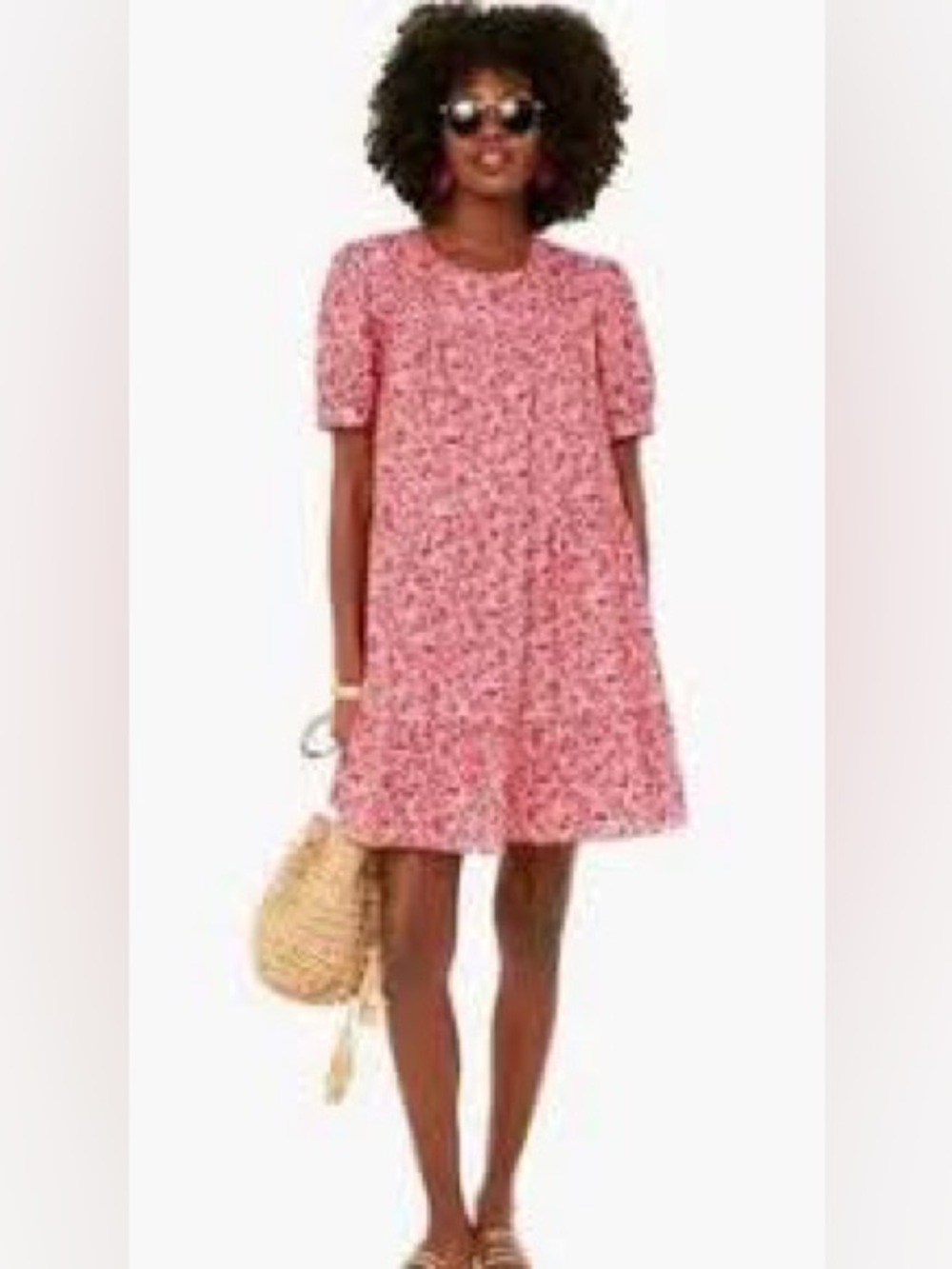 Hyacinth House Quinn Pink Floral Short Sleeve Mini Dress Sz-S